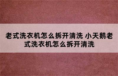 老式洗衣机怎么拆开清洗 小天鹅老式洗衣机怎么拆开清洗